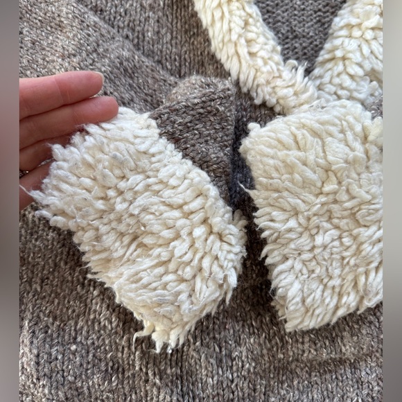 Vintage wool and cotton wrap style Sherpa sweater cardigan medium - Picture 11 of 14